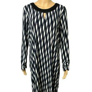 Tradition Black‎ & White Design Knee Length Long Sleeve Dress Womens 14